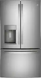 GE - 27.7 Cu. Ft. French Door Refrigerator with Space Saving Ice Maker - Stainless Steel - Front_Zoom