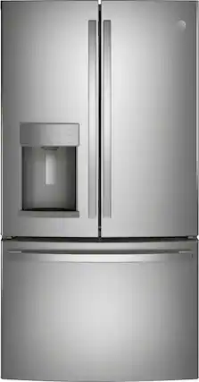 Front. GE - 27.7 Cu. Ft. French Door Refrigerator - Fingerprint resistant stainless steel.
