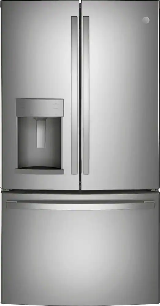 GE - 27.7 Cu. Ft. French Door Refrigerator with Space Saving Ice Maker - Stainless Steel