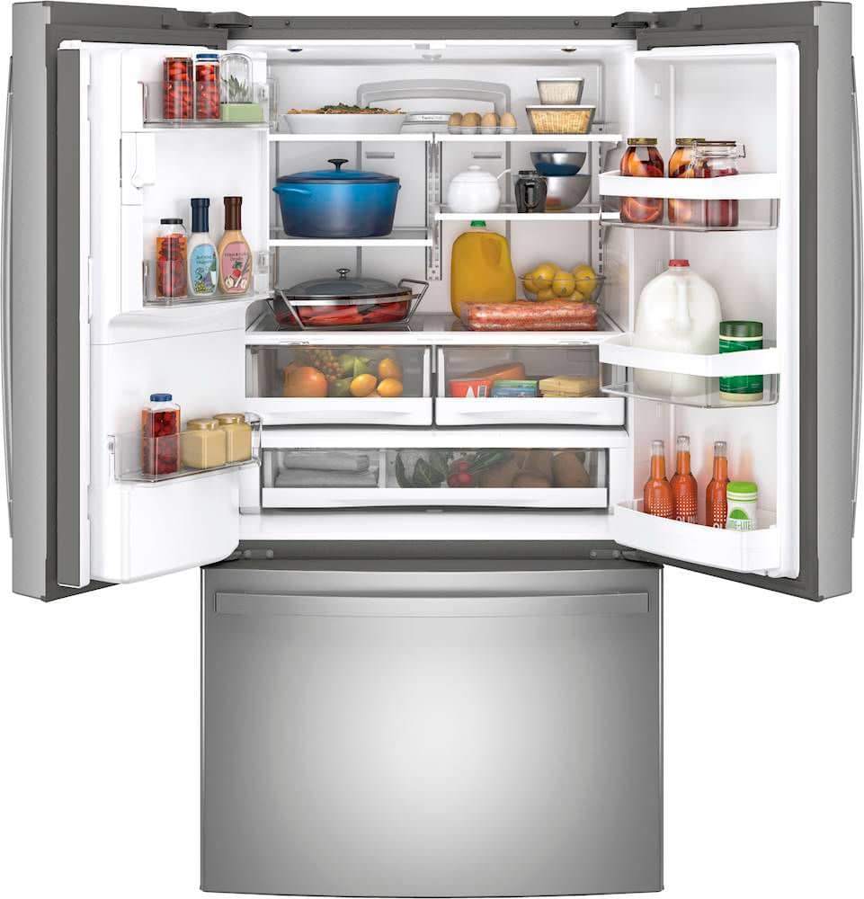 Alt View 2. GE - 27.7 Cu. Ft. French Door Refrigerator - Fingerprint resistant stainless steel.