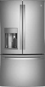 GE - Profile Series ENERGY STAR 22.1 Cu. Ft. Smart Fingerprint Resistant French-Door Refrigerator with Keurig® Brewing System - Stainless steel - Front_Standard