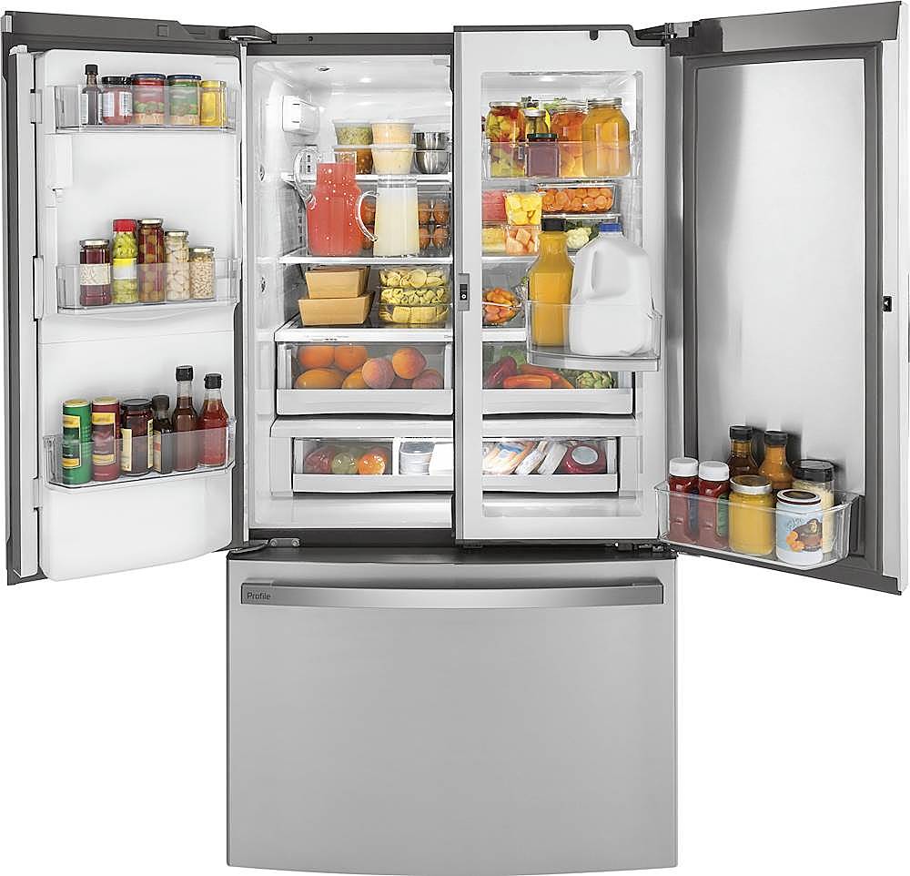 Alt View 14. GE Profile - 22.1 Cu. Ft. French Door-in-Door Counter-Depth Refrigerator with Hands-Free AutoFill - Fingerprint resistant stainless steel.