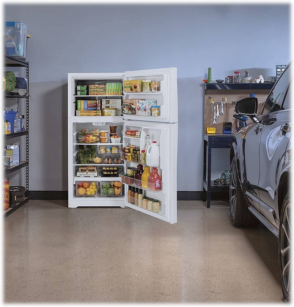 Alt View 12. GE - 21.9 Cu. Ft. Top-Freezer Refrigerator with Garage Ready Performance from 38-110 Degrees Fahrenheit - White.