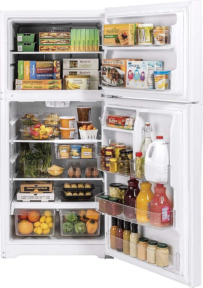 Alt View 1. GE - 21.9 Cu. Ft. Top-Freezer Refrigerator with Garage Ready Performance from 38-110 Degrees Fahrenheit - White.