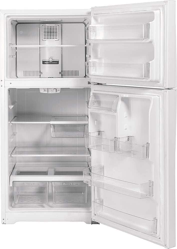 Alt View 2. GE - 21.9 Cu. Ft. Top-Freezer Refrigerator with Garage Ready Performance from 38-110 Degrees Fahrenheit - White.