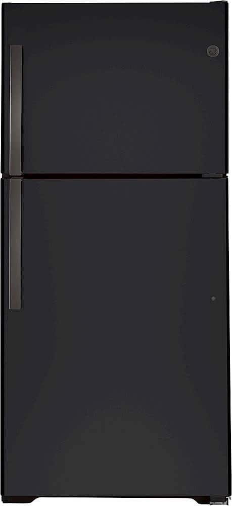 GE - 21.9 Cu. Ft. Top-Freezer Refrigerator with Garage Ready Performance from 38-110 Degrees Fahrenheit - Black Slate - Front_Zoom