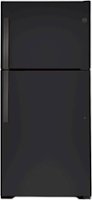 GE - 21.9 Cu. Ft. Top-Freezer Refrigerator - Black slate - Front_Zoom
