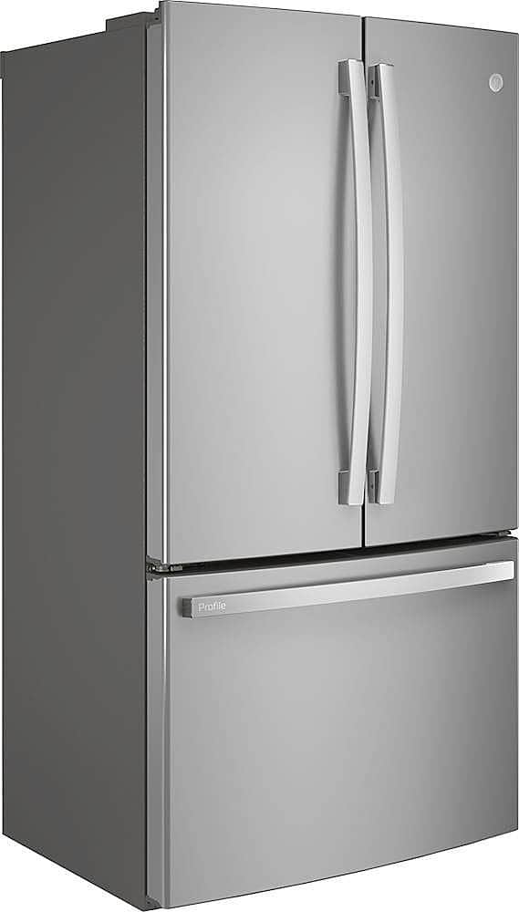 Angle. GE Profile - 23.1 Cu. Ft. French Door Counter-Depth Refrigerator with Internal Water Dispenser - Fingerprint resistant stainless steel.