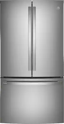 Front. GE Profile - 23.1 Cu. Ft. French Door Counter-Depth Refrigerator with Internal Water Dispenser - Fingerprint resistant stainless steel.