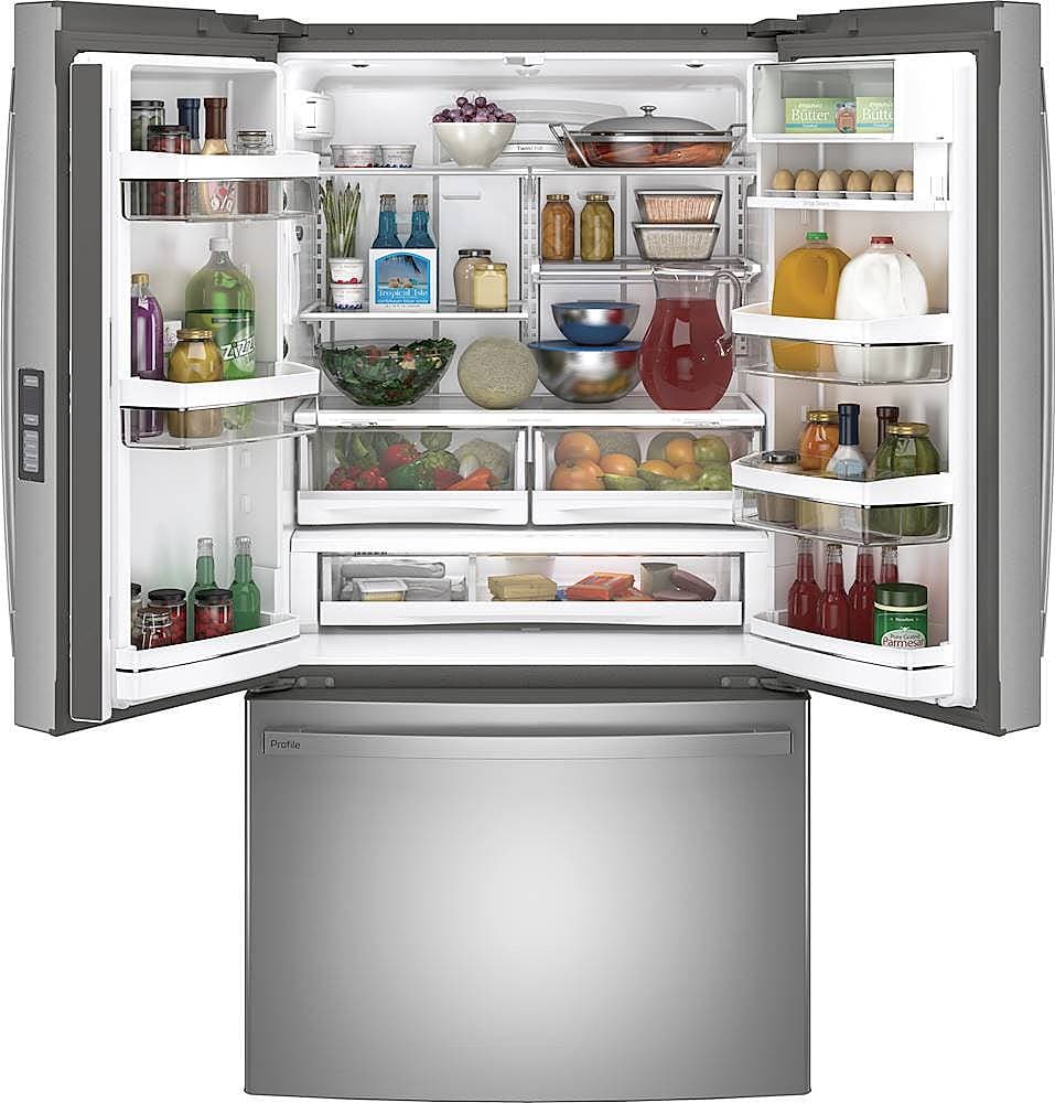 Alt View 1. GE Profile - 23.1 Cu. Ft. French Door Counter-Depth Refrigerator with Internal Water Dispenser - Fingerprint resistant stainless steel.
