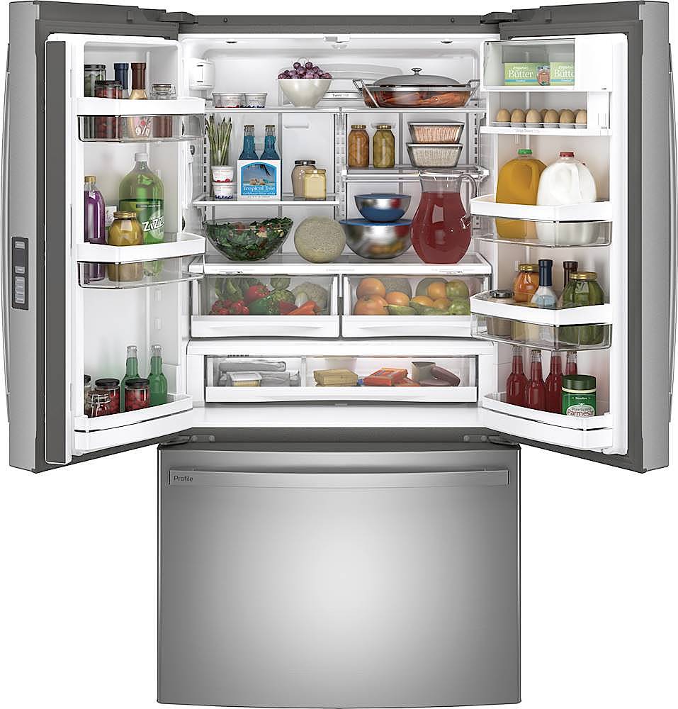Alt View 1. GE Profile - 23.1 Cu. Ft. French Door Counter-Depth Refrigerator with Internal Water Dispenser - Fingerprint resistant stainless steel.