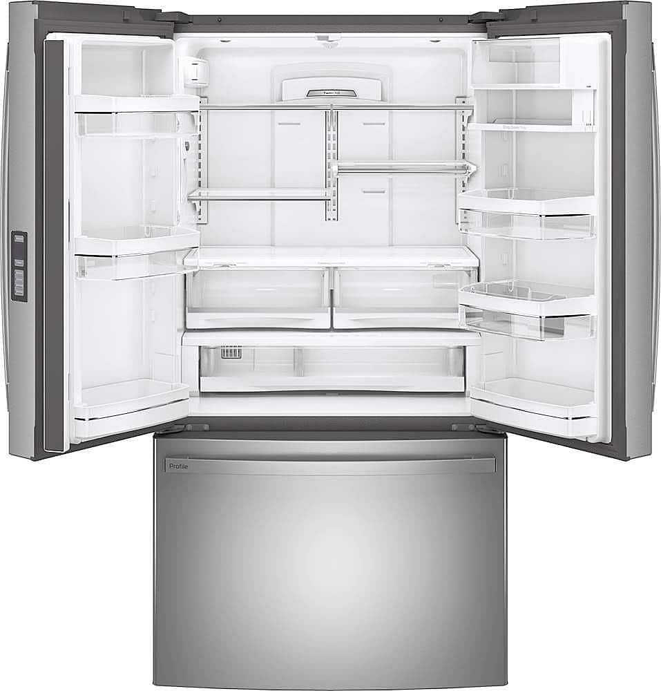 Alt View 2. GE Profile - 23.1 Cu. Ft. French Door Counter-Depth Refrigerator with Internal Water Dispenser - Fingerprint resistant stainless steel.