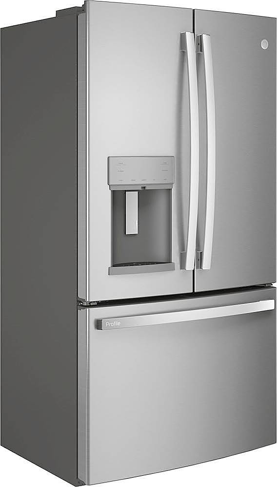 Angle. GE Profile - 27.7 Cu. Ft. French-Door Refrigerator with Hands-Free AutoFill - Fingerprint Resistant Stainless Steel.