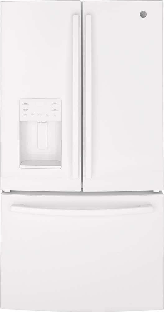 GE - 25.6 Cu. Ft. French Door Refrigerator with Space-Saving Ice Maker - High Gloss White - Front_Zoom