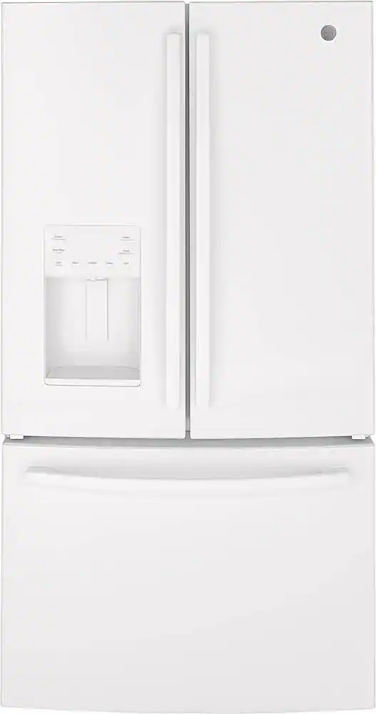 GE - 25.6 Cu. Ft. French Door Refrigerator with Space-Saving Ice Maker - High Gloss White