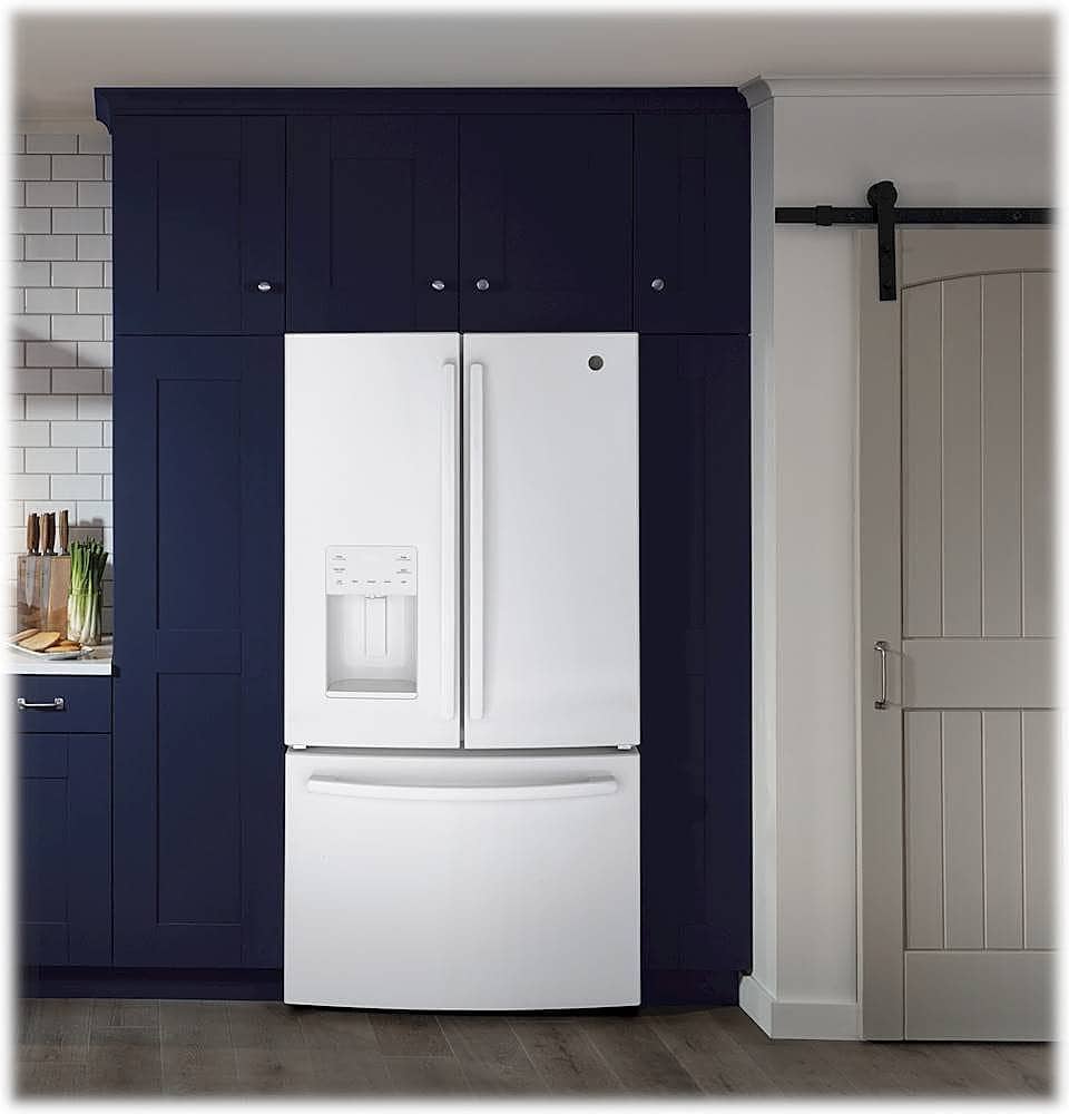 Alt View 15. GE - 25.6 Cu. Ft. French Door Refrigerator with Space-Saving Ice Maker - High-Gloss White.