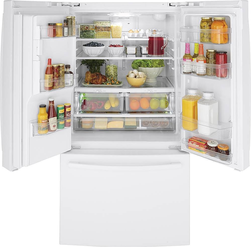 Alt View 1. GE - 25.6 Cu. Ft. French Door Refrigerator - High Gloss White.