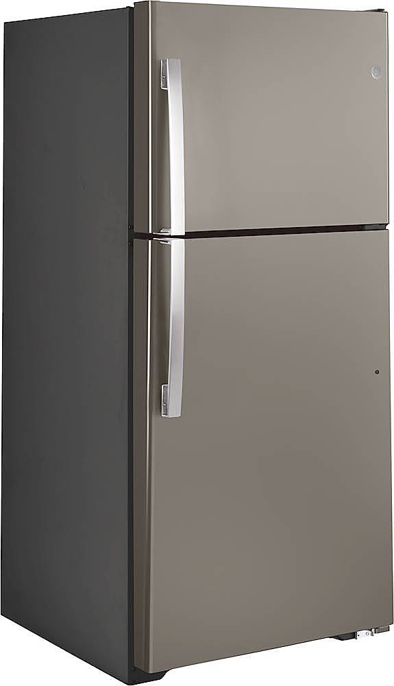 Angle View: GE - 19.2 Cu. Ft. Top-Freezer Refrigerator - Slate