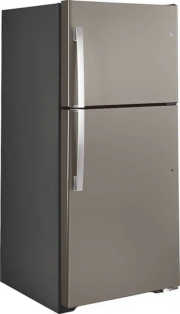 Angle. GE - 19.2 Cu. Ft. Top-Freezer Refrigerator - Slate.
