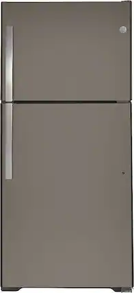 Front. GE - 19.2 Cu. Ft. Top-Freezer Refrigerator - Slate.