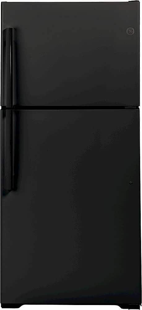 GE - 19.2 Cu. Ft. Top-Freezer Refrigerator with Garage Ready Performance - Black - Front_Zoom