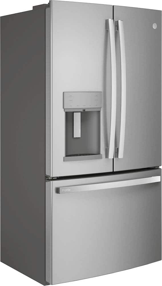 Angle. GE Profile - 22.1 Cu. Ft. French Door Counter-Depth Refrigerator with Hands-Free AutoFill - Fingerprint Resistant Stainless Steel.