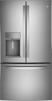 Front. GE Profile - 22.1 Cu. Ft. French Door Counter-Depth Refrigerator with Hands-Free AutoFill - Fingerprint Resistant Stainless Steel.