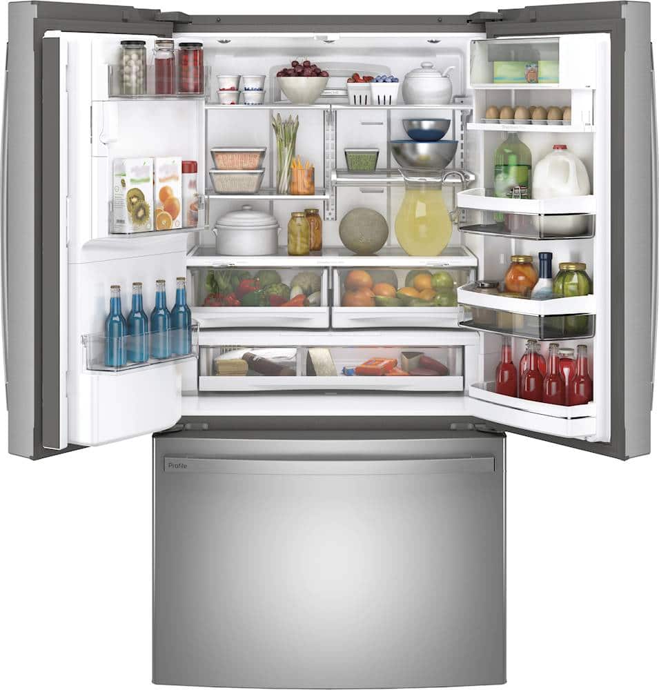 Alt View 1. GE Profile - 22.1 Cu. Ft. French Door Counter-Depth Refrigerator with Hands-Free AutoFill - Fingerprint Resistant Stainless Steel.