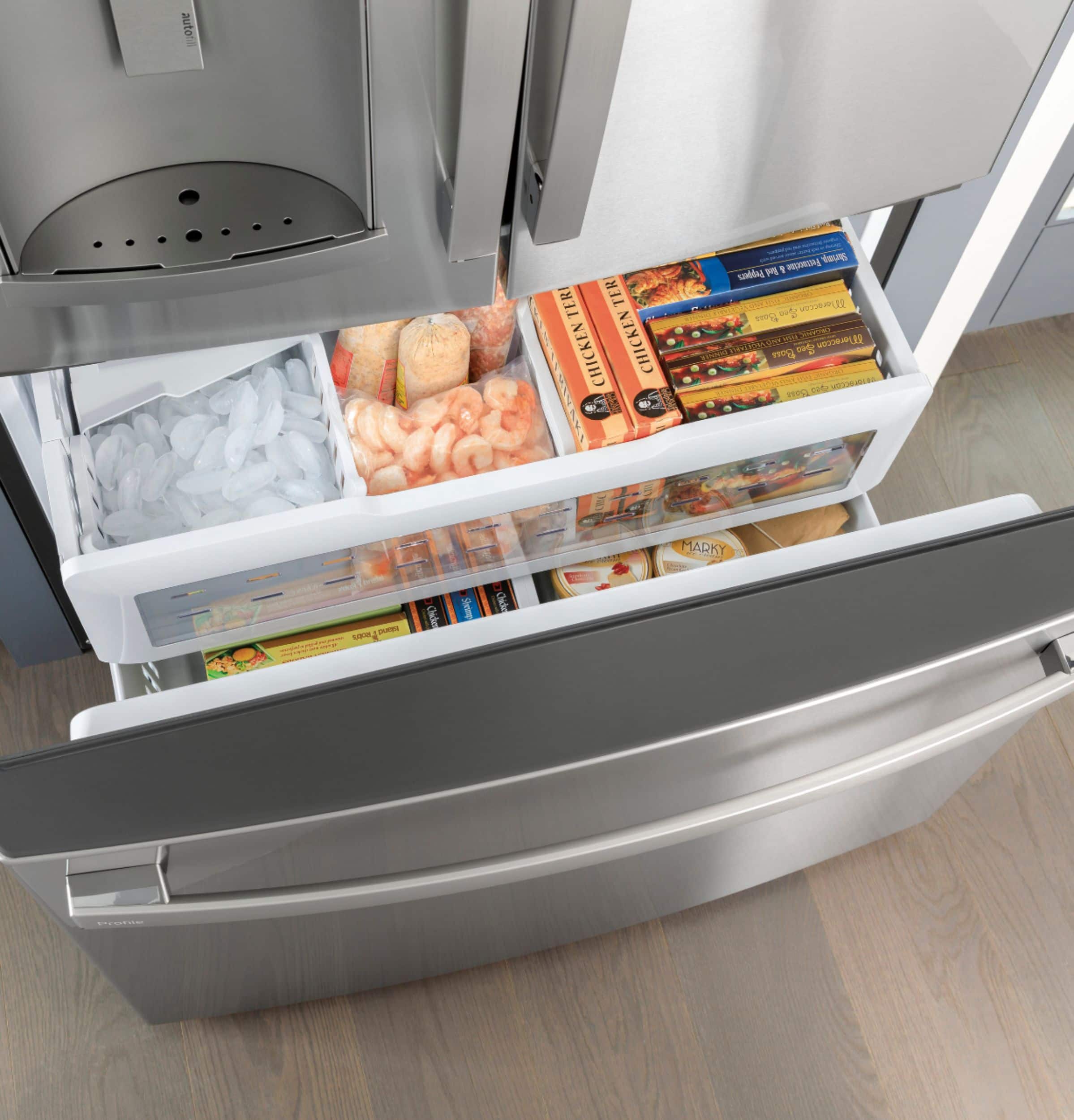 Alt View 23. GE Profile - 22.1 Cu. Ft. French Door Counter-Depth Refrigerator with Hands-Free AutoFill - Fingerprint Resistant Stainless Steel.