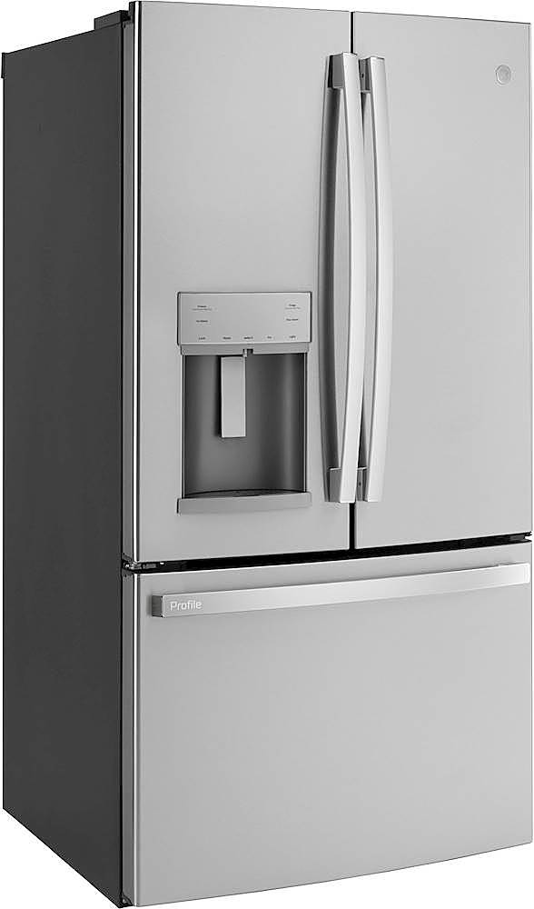 Angle View: GE Profile - 27.7 Cu. Ft. French Door-in-Door Refrigerator with Hands-Free AutoFill - Stainless steel