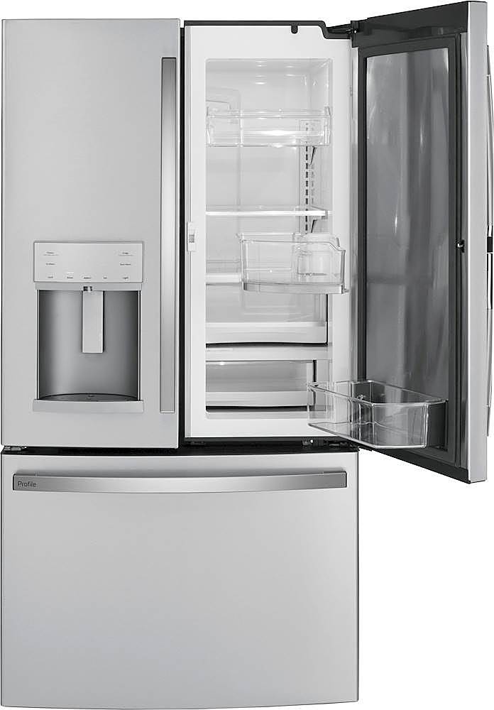 PFE28KBLTSGE Profile GE Profile™ Series ENERGY STAR® 27.7 Cu. Ft.  French-Door Refrigerator with Hands-Free AutoFill FINGERPRINT RESISTANT  BLACK STAINLESS - King's Great Buys Plus