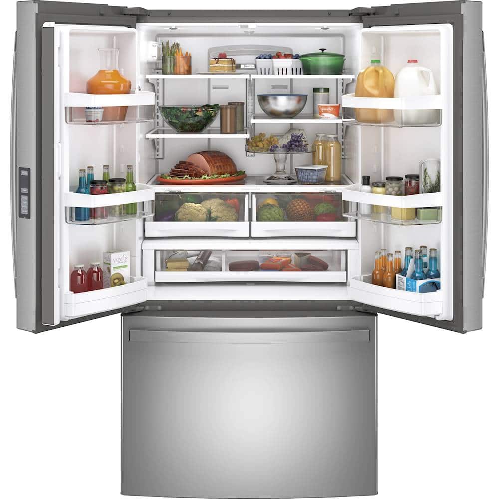 Alt View 1. GE - 28.7 Cu. Ft. French Door Refrigerator with LED Lighting - Fingerprint resistant stainless steel.