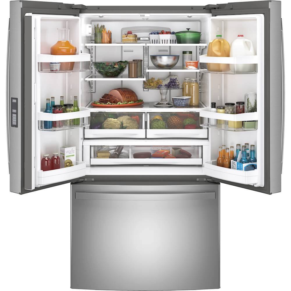 Alt View 1. GE - 28.7 Cu. Ft. French Door Refrigerator with LED Lighting - Fingerprint resistant stainless steel.