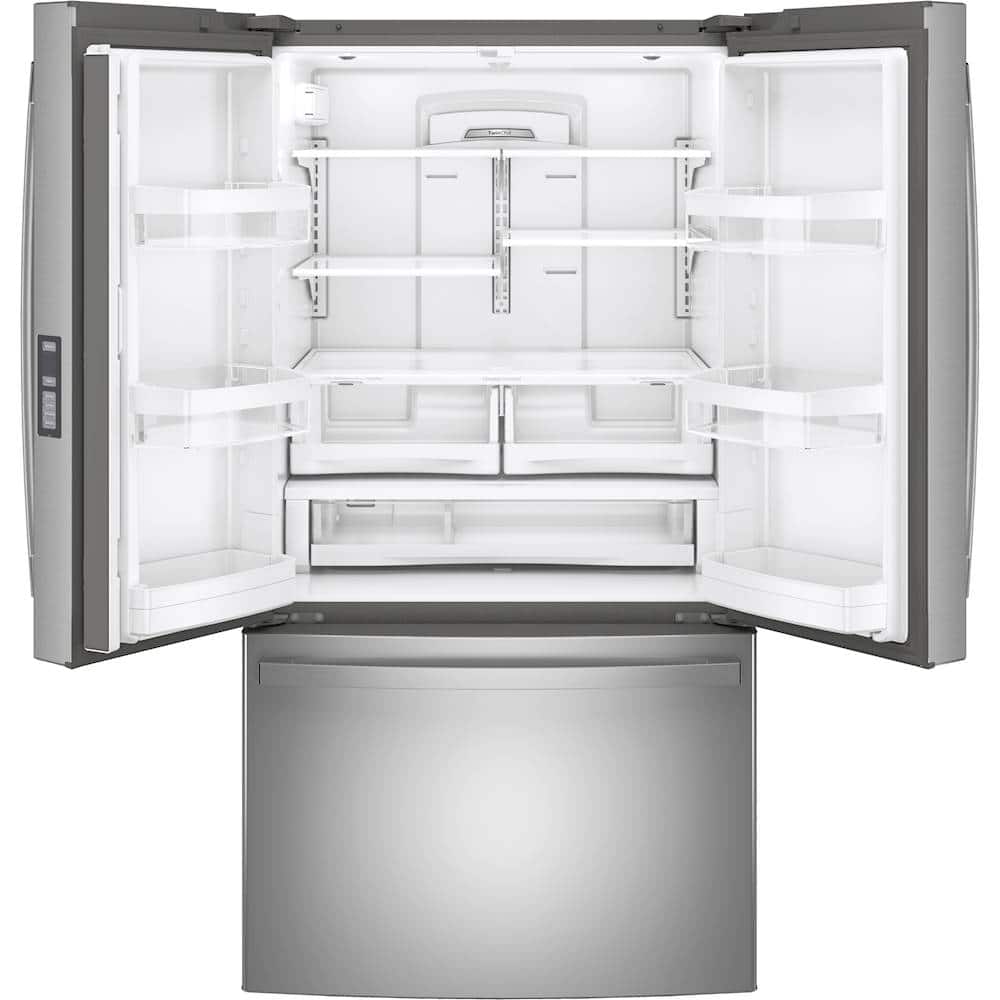 Alt View 2. GE - 28.7 Cu. Ft. French Door Refrigerator with LED Lighting - Fingerprint resistant stainless steel.