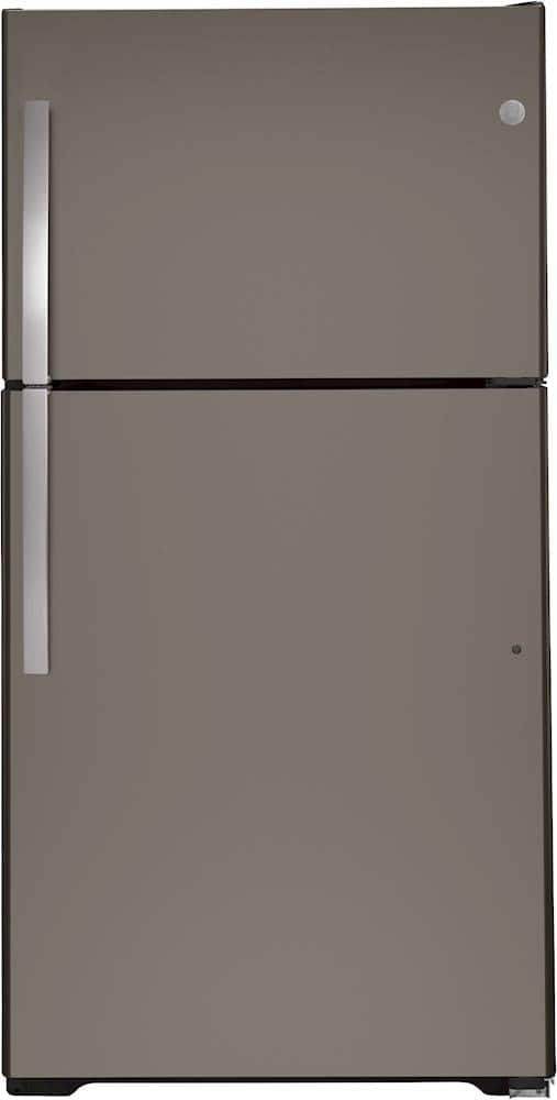 Front. GE - 21.9 Cu. Ft. Top-Freezer Refrigerator - Slate.