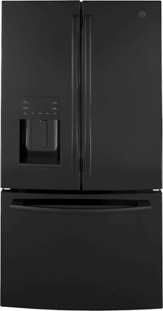 Front Zoom. GE - 25.6 Cu. Ft. French Door Refrigerator - High Gloss Black.