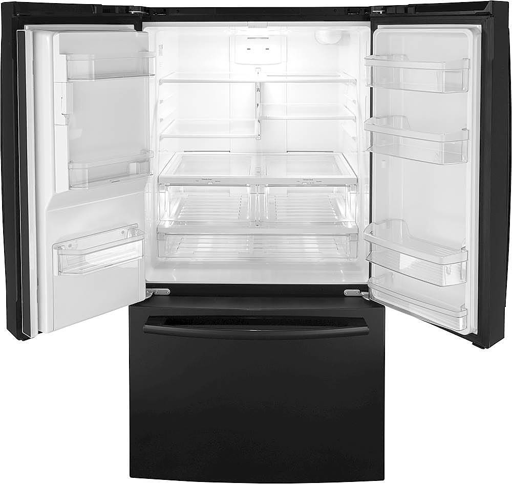 Alt View 2. GE - 25.6 Cu. Ft. French Door Refrigerator - High Gloss Black.