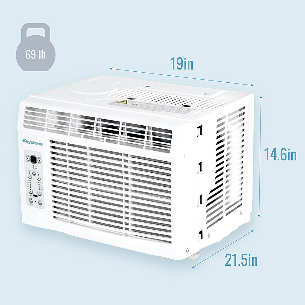 Angle View: Keystone - 550 Sq. Ft. 12,000 BTU Window-Mounted Air Conditioner with Remote Control - White