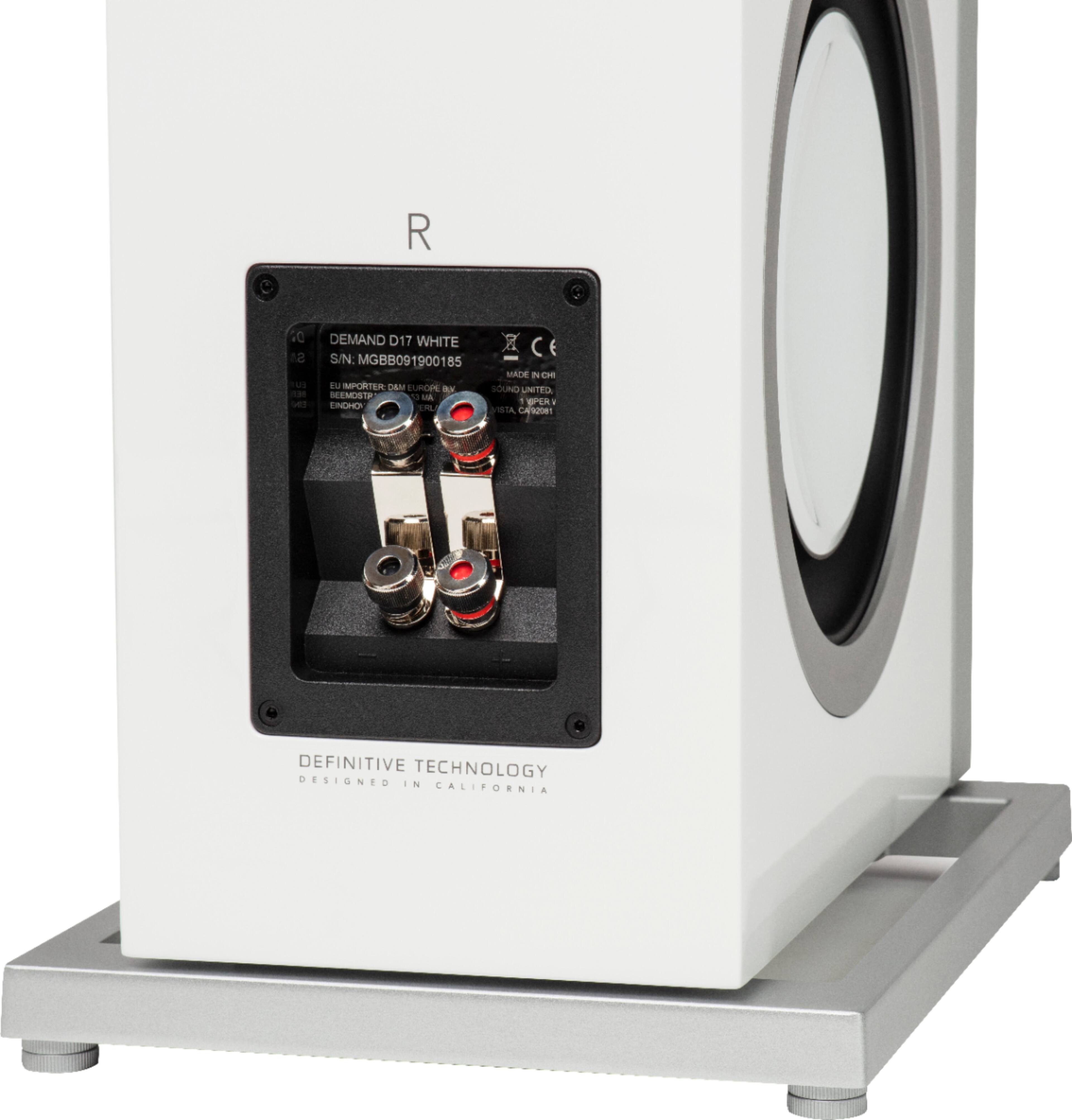 Back. Definitive Technology - Demand D17 3-Way Tower Speaker (Right-Channel) - Single, White, Dual 10” Passive Bass Radiators - Gloss White.