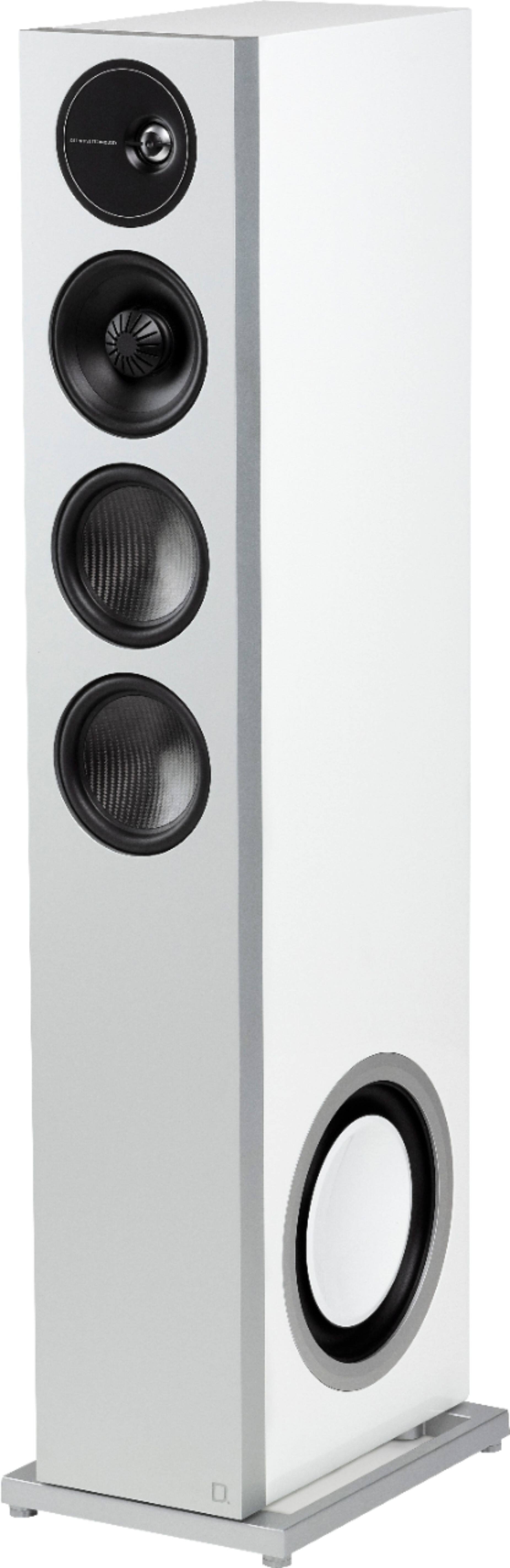 Left. Definitive Technology - Demand D17 3-Way Tower Speaker (Right-Channel) - Single, White, Dual 10” Passive Bass Radiators - Gloss White.