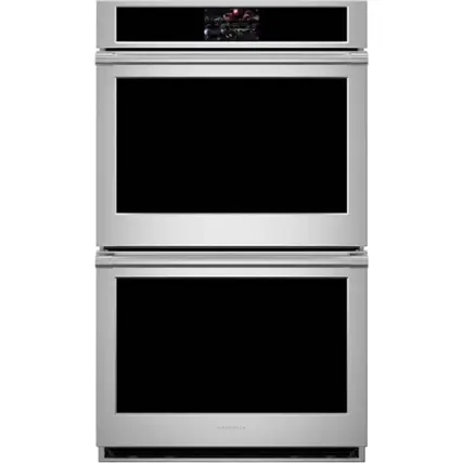 Front. Monogram - Statement Collection 30" Built-In Double Electric Convection Wall Oven - Stainless Steel.