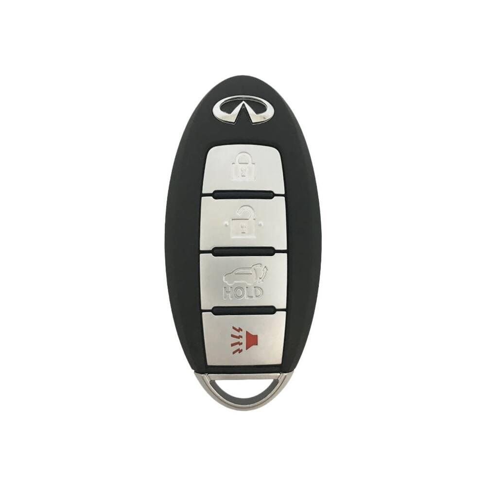 Front. DURAKEY - Replacement Full Function Transponder, Remote and Key for select (2016-2018) Infiniti QX60 - Silver/Black.