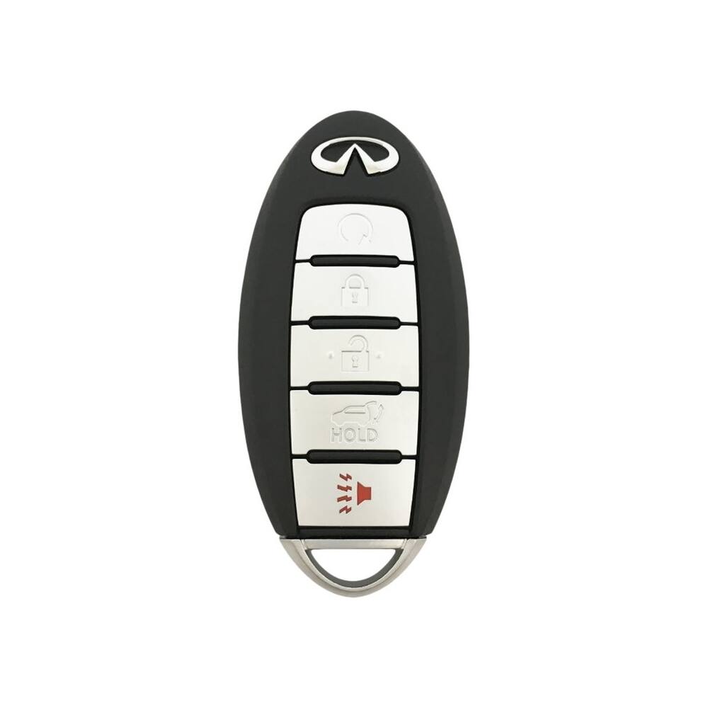 Front. DURAKEY - Replacement Full Function Transponder, Remote and Key for select (2016-2018) Infiniti QX60 - Silver/Black.