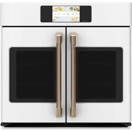 Front. Café - Professional Series 30" Built-In Single Electric Convection Wall Oven, Customizable - Matte White.