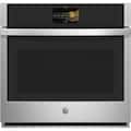 GE Profile - 30" Smart Built-In Single Electric Convection Wall Oven with Air Fry & In-Oven Camera - Stainless Steel