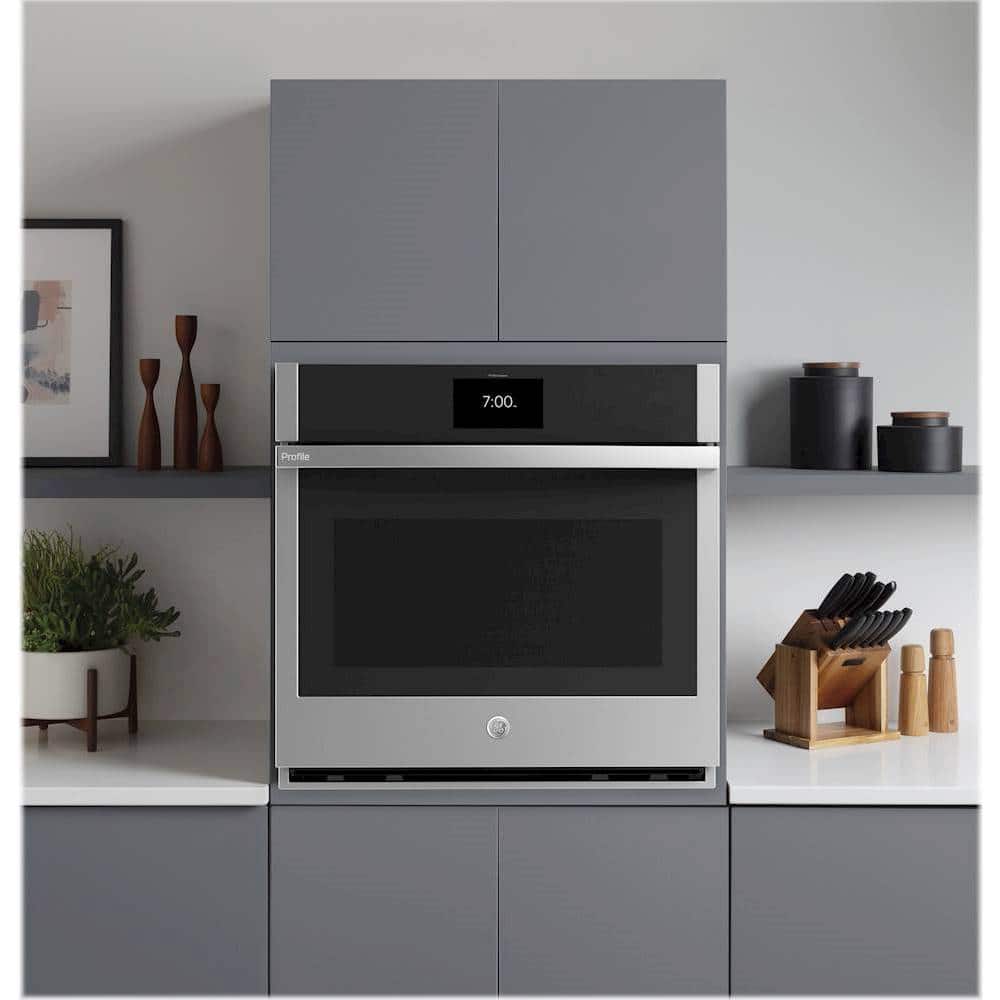 Alt View 20. GE Profile - 30" Smart Built-In Single Electric Convection Wall Oven with Air Fry & In-Oven Camera - Stainless steel.