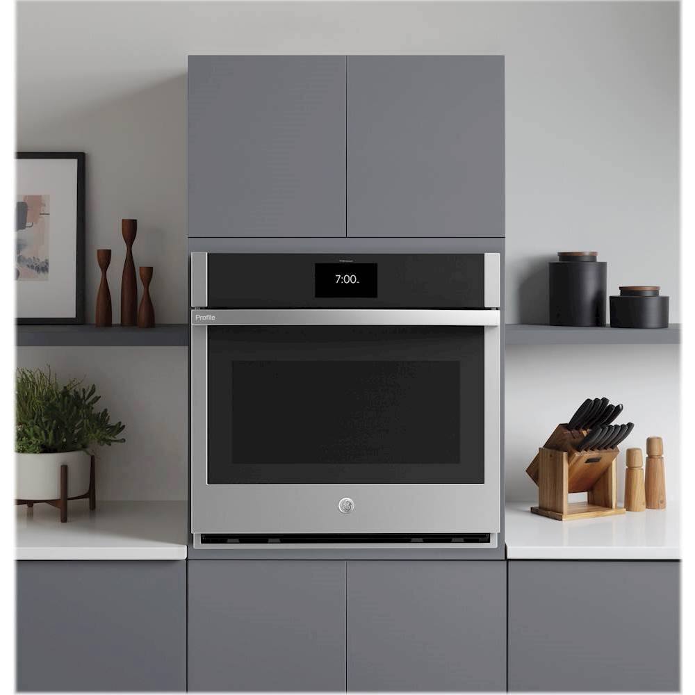 Alt View 20. GE Profile - 30" Smart Built-In Single Electric Convection Wall Oven with Air Fry & In-Oven Camera - Stainless steel.