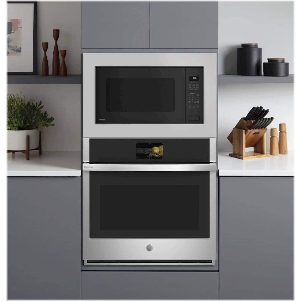 Alt View 21. GE Profile - 30" Smart Built-In Single Electric Convection Wall Oven with Air Fry & In-Oven Camera - Stainless steel.