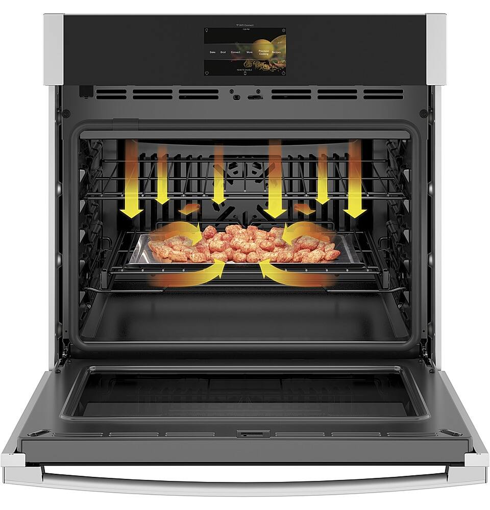 Alt View 22. GE Profile - 30" Smart Built-In Single Electric Convection Wall Oven with Air Fry & In-Oven Camera - Stainless steel.