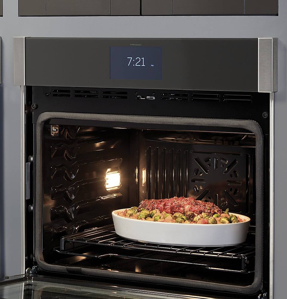 Alt View 30. GE Profile - 30" Smart Built-In Single Electric Convection Wall Oven with Air Fry & In-Oven Camera - Stainless steel.